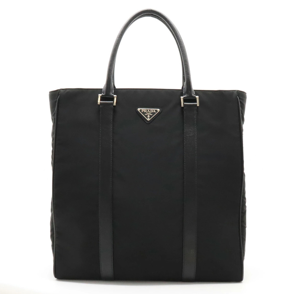 Prada Viaggio Tote Bag Handbag Vertical Leather NERO Black overseas